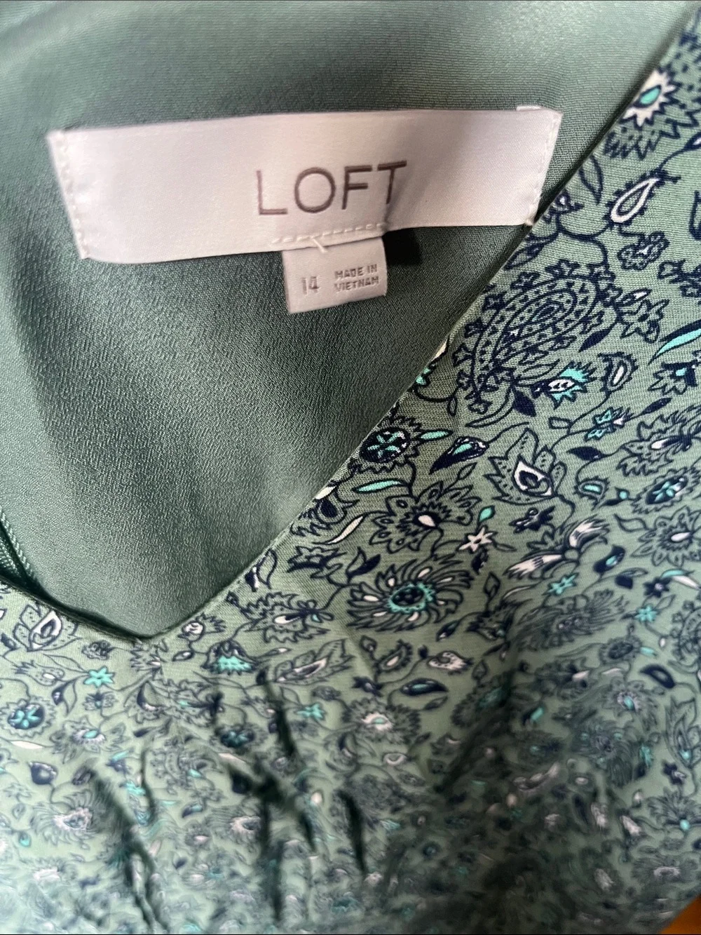 LOFT Mint Green Floral Midi Dress - Picture 2 of 3
